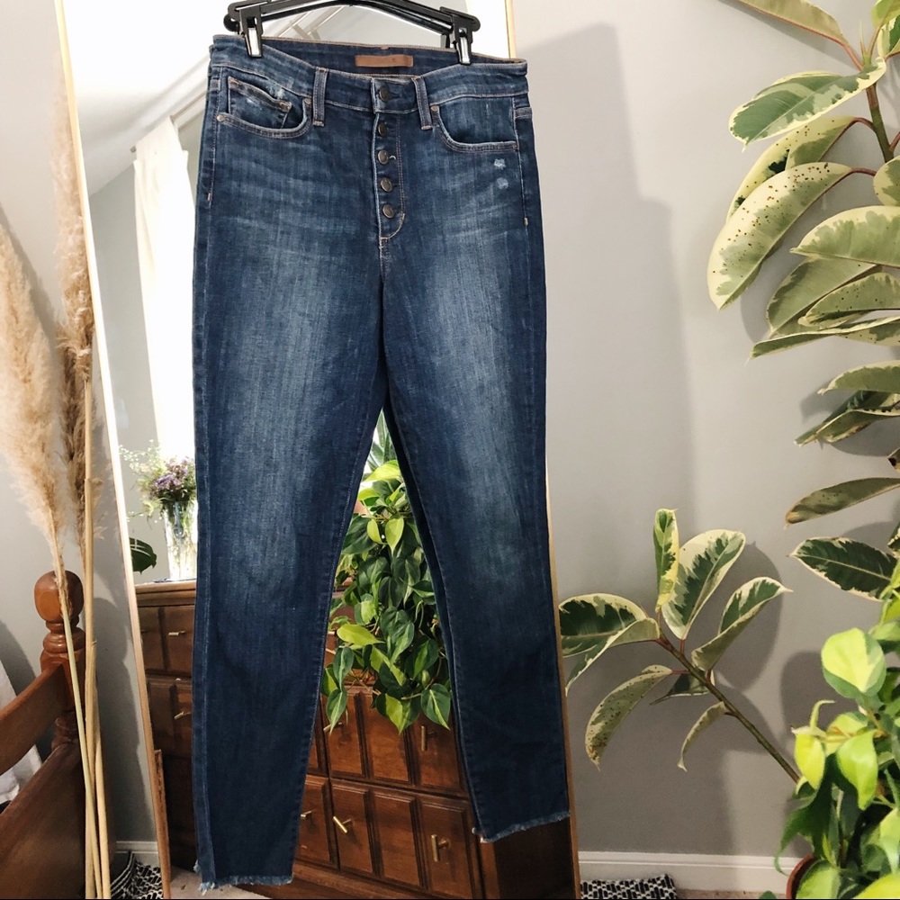 Joes Button Fly Skinny High Rise Blue Jeans